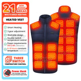 21 Areas Self Heating Vest Men's Heating Jacket Thermal Women's USB Heated Vest Warm Sport Vest Heating Fishing Hiking Skiing