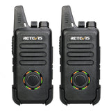RT22S Walkie Talkie - Paired Upgrade Version with Battery & Channel Display, Mini and Compact