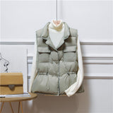 Women's stand-up collar down cotton vest