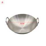 Stainless Steel Non Coating Woks Gas Cooker Traditional Handmade Pot With Double Ear Chef Fry Wok