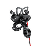 Motorcycle Phone Mount with USB Charger Port Universal Rear Mirror Handlebar Cradle Holder for 4-7inch Smartphone