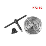 4 Jaw Lathe Chuck 80mm/100mm/125mm K72- 80/K72- 100/K72- 125 Independent 1pcs Safety Chuck Key 3pcs Mounting Bolt