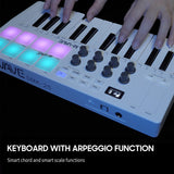 M-VAVE 25-Key Control Mini USB Keyboard MIDI Controller with 25 Velocity Sensitive Keys RGB Backlit Pads 8 Knobs