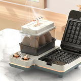 Multi-functional 3 In 1 Breakfast Making hine Non-Stick Replaceable Sand Waffle Toast Maker With Steamed Function