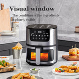 1250W Oil Free LED Touch Panel Fryer Toaster Oven Combo - With Presets for Roast, Bake, Broil, and Air Fry.