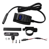 Waterproof Motorcycles Mounted Dual Charger Kit with Voltmeter Switch QC3.0 Fast Charge SAE to USB + 24W