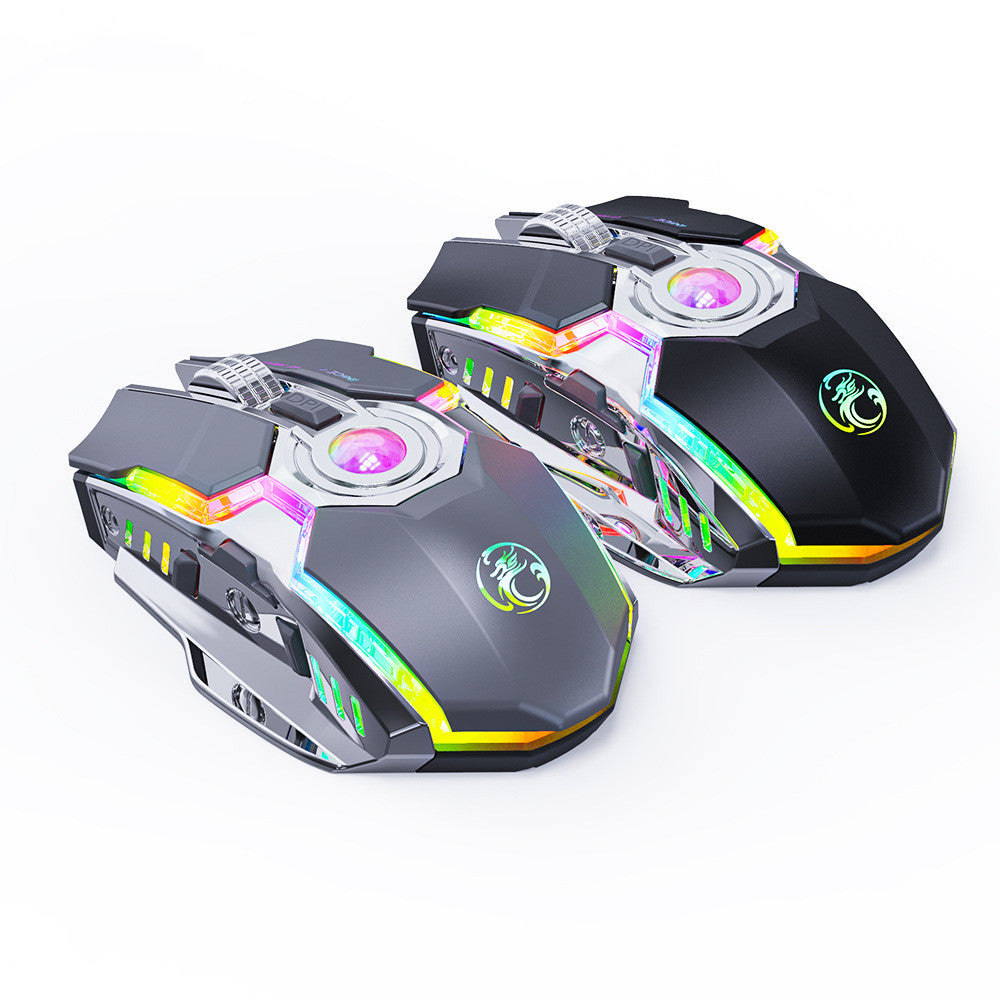 7-button 2.4G Silent Charging RGB Streamer Horse Racing Wireless Gami ...