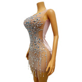 Ladies and Gentlemen's Elegance, Luxury Dress, Colorful Diamond, Sexy Skirt, Fringe Wrapped Hips, Slim Fit Short Skirt