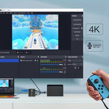 Capture card, audio and capture card with microphone output HDMI 4K loop, 1080p 60fps video recorder
