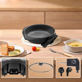 WINNING STAR 1500W Nonstick Electric Skillets ST-9675 Die Casting Aluminum Frying Pan with 5-Step Temperature Knob Glass Lid