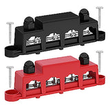 12V Power Distribution 250A Bus Bar Block with Cover 4 3/8" Studs 3 x #8 Terminal Screw 48VDC 300VAC