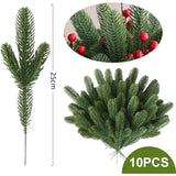 10pcs Artificial Pine Branches Holly Red Berries Stems for Xmas Tree DIY Wreath Decorations Christmas Home Decoration
