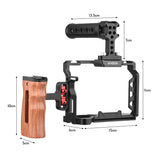 Andoer Aluminum Alloy Camera Cage Kit with Top Wooden Side Handle Grip Replacement for Sony A7 IV