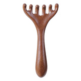 Head Massager Natural Golden Sandalwood Gua Sha Tool Back Scratcher Spa Handheld Meridian Massage Comb Hair Care