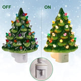 Mini Bedside Lamp Resinous Christmas Tree Night Light Two Colours Ceramic