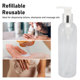 6pcs Clear Plastic Dispenser Empty Refillable Massage Oil Bottle Pump for Shampoo Conditioner
