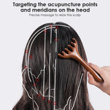Head Massager Natural Golden Sandalwood Gua Sha Tool Back Scratcher Spa Handheld Meridian Massage Comb Hair Care
