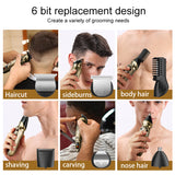 2024 New Resuxi 706 IPX6 Waterproof Trimmer Set Men Rechargeable Cordless 6 in 1 Beard Grooming Hair Clipper