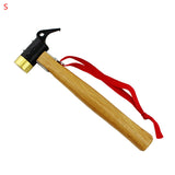 Multi-function Wood handle Brass Camping Hammer Anti-Slip Rope Brass Peg Hammer