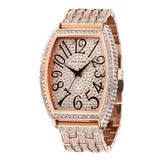 PINTIME Men Watch Iced Out Diamond Big Dia Barrel-Shaped Dial Hip Hop Relogios Fashion Quartz Wristwatch Waterproof Reloj Hombre