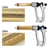 25/50ml Animal Veterinary Continuous Syringe Vaccine Injector Livestock Pig Cattle Sheep Adjustable scale Vaccine Syringe