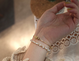 Mini Natural Small Pearl Woven Starry Bag Gold Bracelet