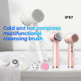 Wireless Electric Facial Cleansing Brush Hot&amp;Cold Compress Deep Skin Care Exfoliator 6In1 Sonic Blackhead Remover Facial Massage