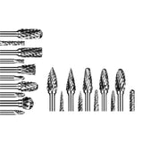 Double Cut Rotary Burr Set 20Pcs Die Grinder Bits 1/8 inch Shank Tungsten Carbide Cutting Burrs for Wood Working