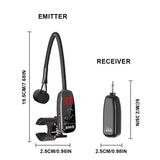 UHF Instruments Microphone Clip on Pickup System Wireless Receiver and Transmitter for Clarinet Flute
