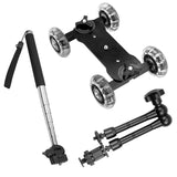 Mobile Rolling Sliding Dolly Stabilizer Skater Slider Camera Table Slider Dolly Mini Video Car Stabilizer with Magic Arm
