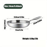 1pc, Frying Pan, 304 Stainless Steel Frying Pan, Professional Grade Pans For Cooking, Tri-Ply Fry Pan, Kitchen Gadgets
