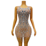 Ladies and Gentlemen's Elegance, Luxury Dress, Colorful Diamond, Sexy Skirt, Fringe Wrapped Hips, Slim Fit Short Skirt