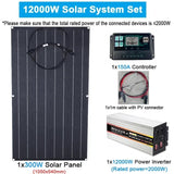 110V/220V System 300W ETFE Solar Panel+150A Charge Controller+4000W 6000W 8000W Inverter Power Generation Kit