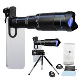 40X Mobile Phone Telephoto Kit Lens Clip+Extendable Mini Tripod Remote Shutter for Wildlife Observation Watching Moon