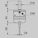 Cnc Three-Coordinate 40Mm 3D Photoelectric Edge Finder Center Rod With Steel Tungsten Probe