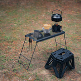 Outdoor Multifunctional Folding Barbecue Side Table - Portable Iron Storage Rack with Grid for Camping