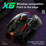 X6 Wireless Rechargeable Gaming Mouse Dual Mode Wired Mechanical Mouse 12000 Dpi