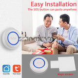 TUYA WiFi Wireless SOS Emergency Home Burglar Alarm Sensor Panic Button For Old Man Personal Self-Defense Smart Life App