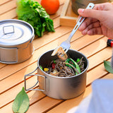 Titanium With Folding Handle Bowl Dinner Food Container Outdoor Pan Cookware Set Camping Supplies Picnic