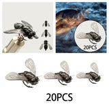 20x Fishing Flies Simulation Fast Sinking Dry Baits Wet Nymph Fly Metal with Hook for Crappie Trout Snapper Bluegill Salmon