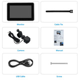 Bicycle Handlebar Mirror & Rear Camera - 4.3" Monitor, 1080P, Rechargeable, Color Night Vision, 150° Wide Angle