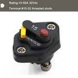 12-32V Circuit Breaker Trolling Motor Car Marine Boat Stereo Audio Inline Inverter Waterproof with Manual Reset Switch Fuse 15A