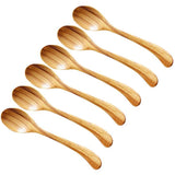 6 Pcs Olive Wood Spoon Set Wooden Soup Spoons Coffee Tea Stirring Serving Utensils For Kitchen Mixing Cooking