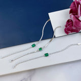 S925 Silver Square Artificial Synthetic Emerald Bracelet Is Like Starry Sky Micro-inlaid