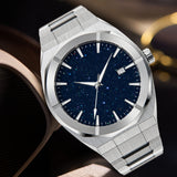 Matte Star Dust Dial Silver Full Stainless Steel Strap High Quality Luxury Frosted Japanese Miyota Quartz Watch Clock for Men
