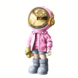 1pc Pink Astronaut Ornament, Resin Statue Art Craft, For Home Living Room Office Cafe Decor, Room Tabletop Display Entryway Decor, Winter Christmas New Year Decor