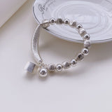 S925 Sterling Silver Square Bead Bracelet Women's Personality