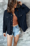 Women's Shirt Solid Color Lapel Pit Strip Casual