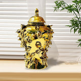 Porcelain Ginger Temple Jar - Ceramic Vase with Lid for Collection & Storage