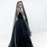 Bride wedding black veil